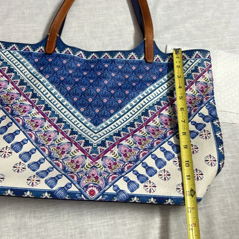 🌞 Brighton Casablanca Jewel blue pink Patterned Tote Bag 18” x 12” x 4.5”
